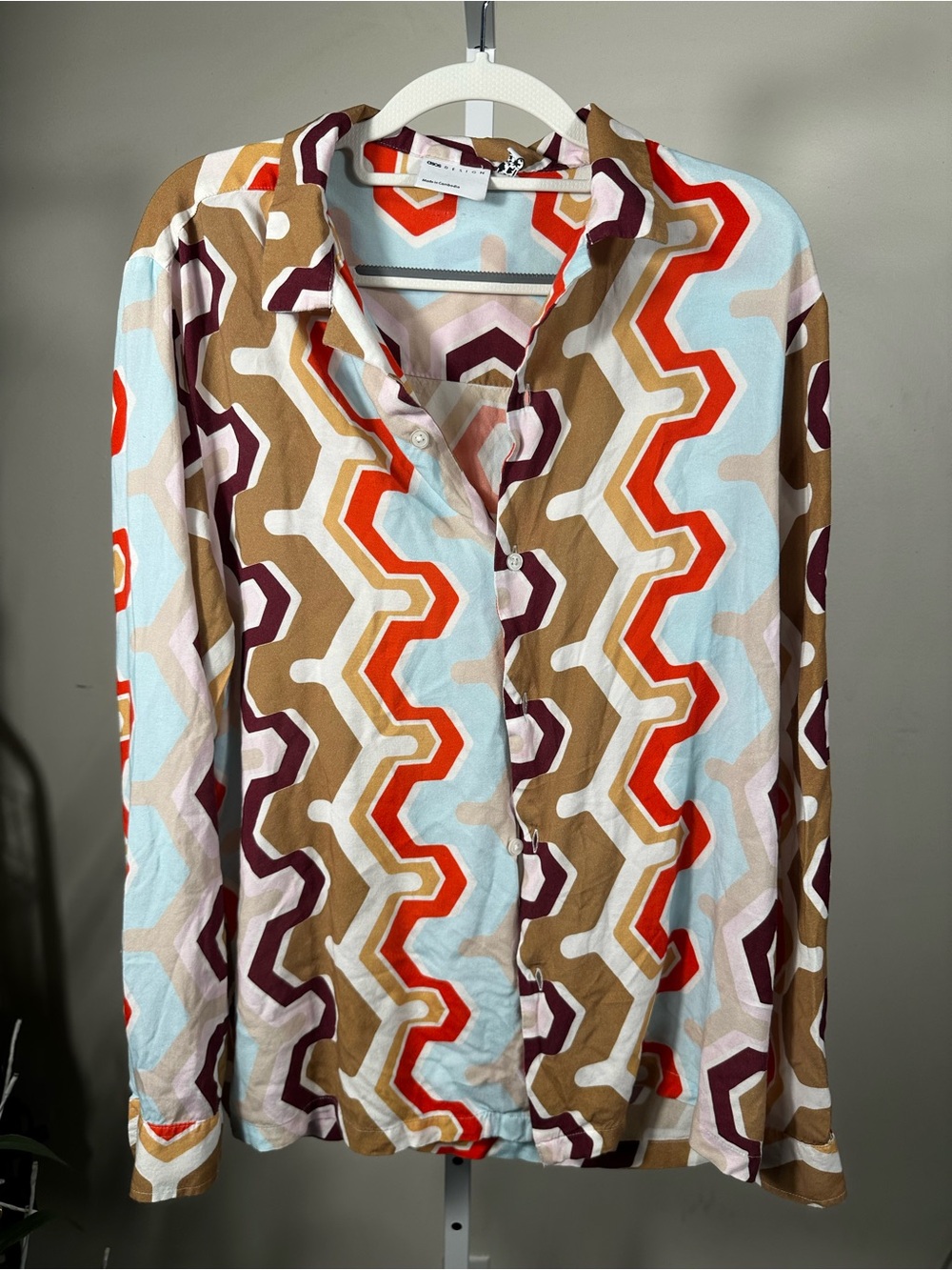 B139. ASOS Design-  Patterned Button-Up Shirt in Multi Color - Picture 2 of 6
